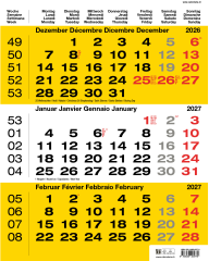 CALENDARIA 3-Monats-Wandkalender 2027 9783036205779 gelb...