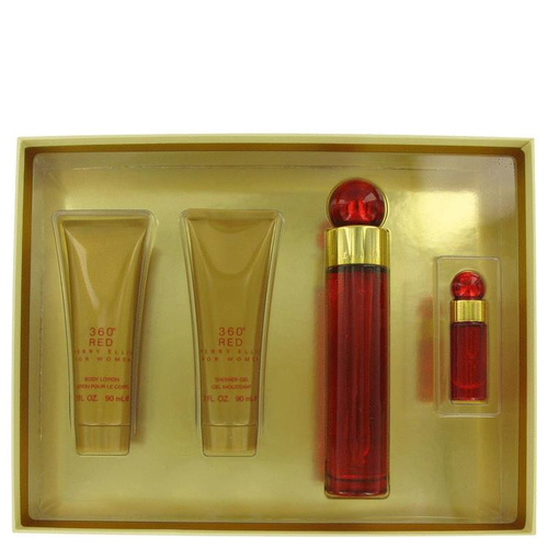 Perry Ellis 360 Red by Perry Ellis Gift Set -- 3.4 oz Eau de Parfum Spray + 3 oz Body Lotion + 3 oz Shower Gel + .25 oz Mini EDP Spray