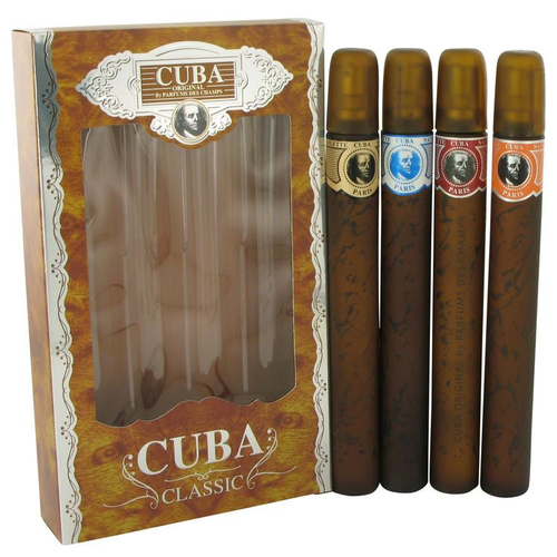 Cuba Gold by Fragluxe Gift Set -- Cuba Variety Set includes All Four 1.15 oz Sprays, Cuba Red, Cuba Blue, Cuba Gold and Cuba Orange