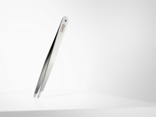 Rubis Pinzette Luxury Line, schräg, Inox, silber mit Saphir