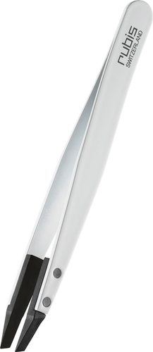 Rubis Pinzette Techno Polymerspitze schräg, weiss, Inox