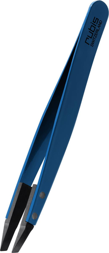 Rubis Pinzette Techno Polymerspitze schrg, blau, Inox