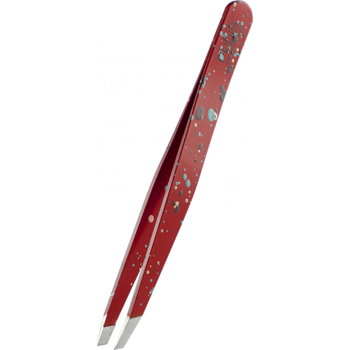 Rubis Pinzette Actionpainting schräg, rot, Inox