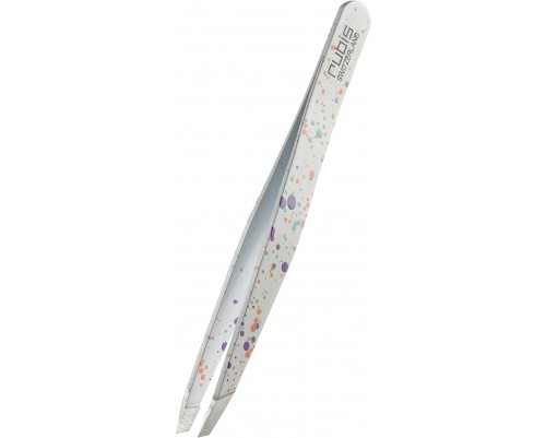 Rubis Pinzette Actionpainting schräg, weiss, Inox