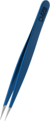 Rubis Pinzette spitz, blau, Inox