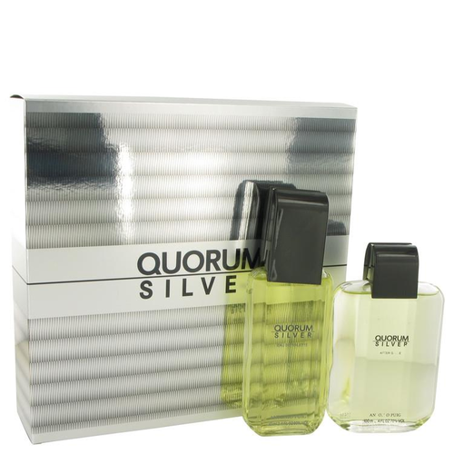 Quorum Silver by Puig Gift Set -- 3.4 oz Eau de Toilette Spray + 3.4 oz After Shave